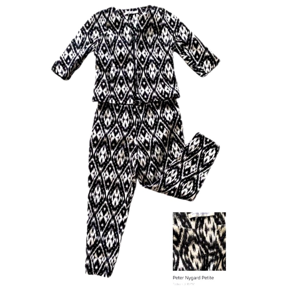 Peter Nygard Women 2PC Blazer & Pant Ikat Print